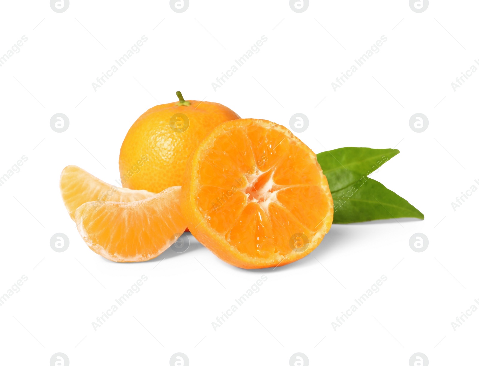 Photo of Fresh ripe juicy tangerines isolated on white