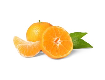 Fresh ripe juicy tangerines isolated on white