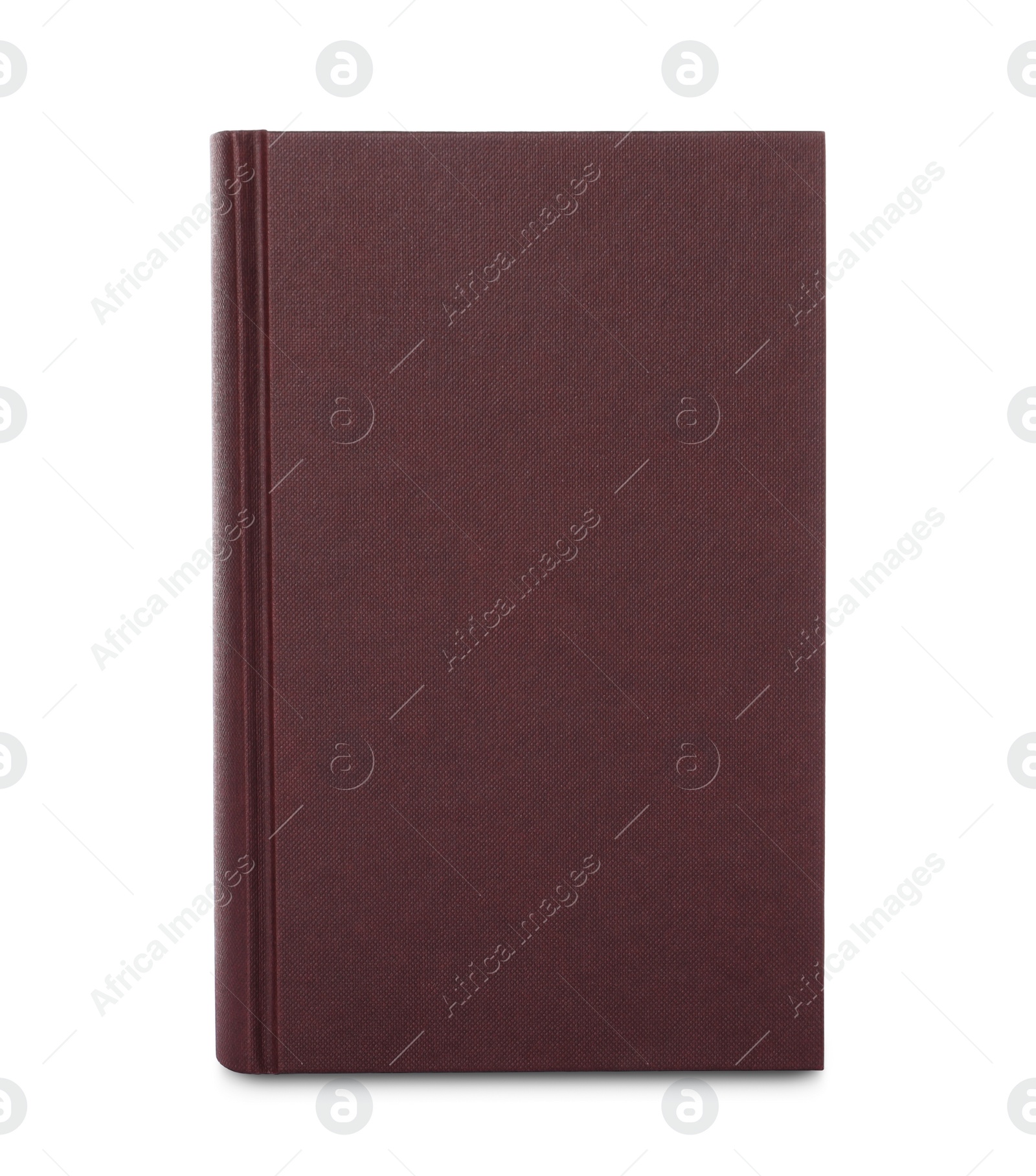 Photo of Closed book with brown hard cover isolated on white