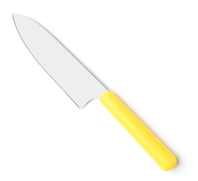 Sharp chef's knife on white background. Kitchen utensil