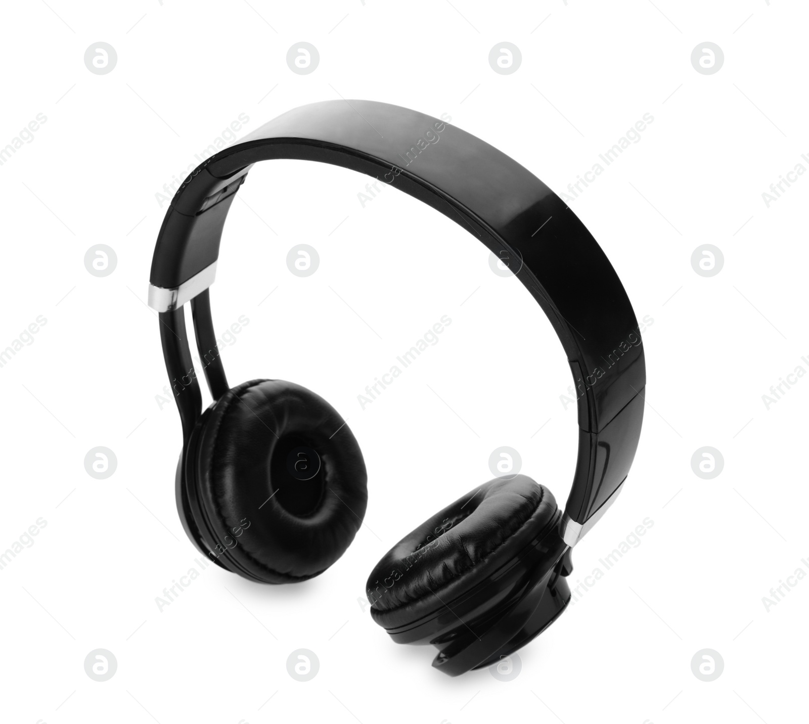 Photo of Stylish modern headphones with earmuffs on white background