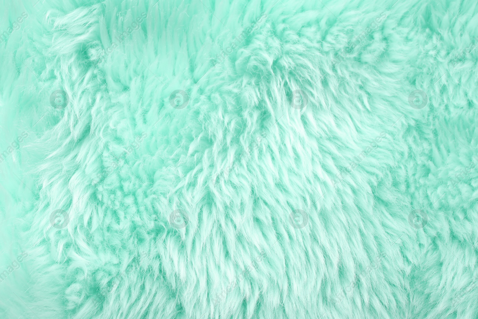 Image of Texture of turquoise faux fur as background, closeup