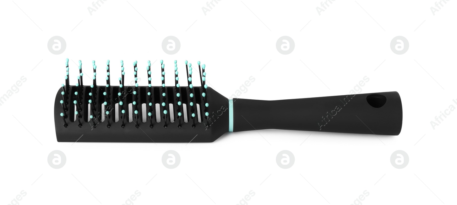 Photo of One new plastic hairbrush isolated on white