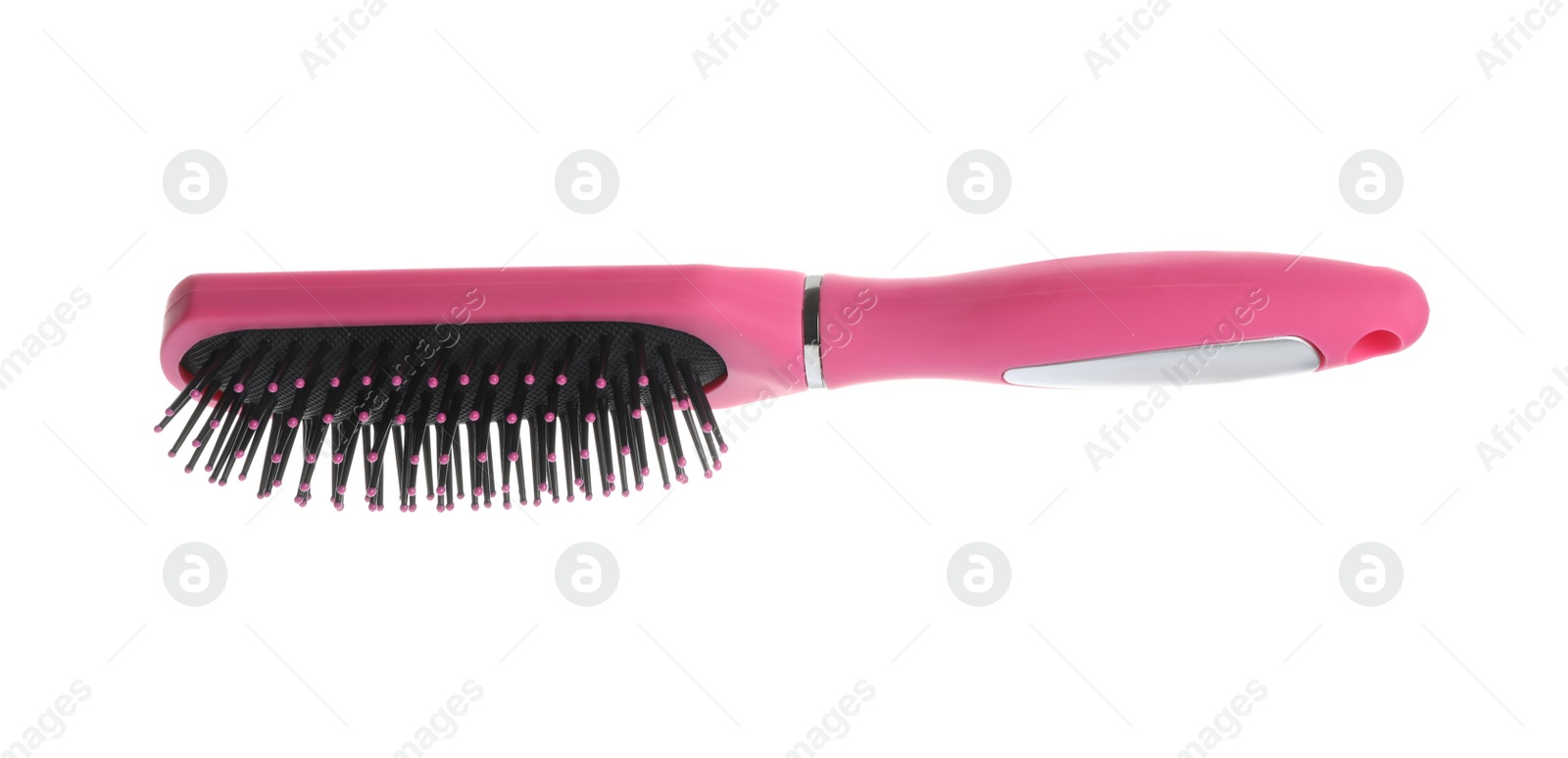 Photo of New modern hair brush isolated on white