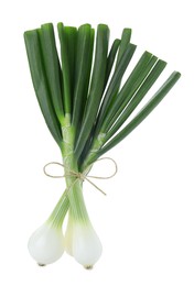 Photo of Bunch of fresh green spring onion isolated on white