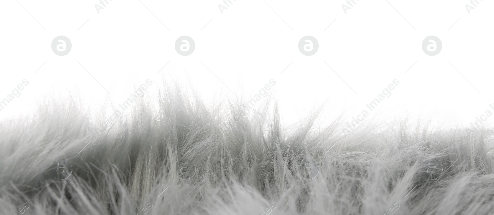 Photo of Soft grey faux fur isolated on white