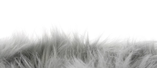 Soft grey faux fur isolated on white