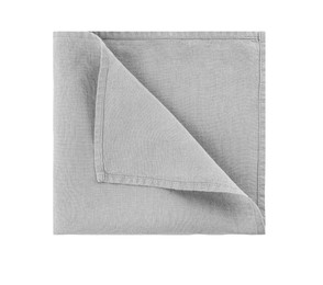 Photo of Grey cloth kitchen napkin isolated on white, top view