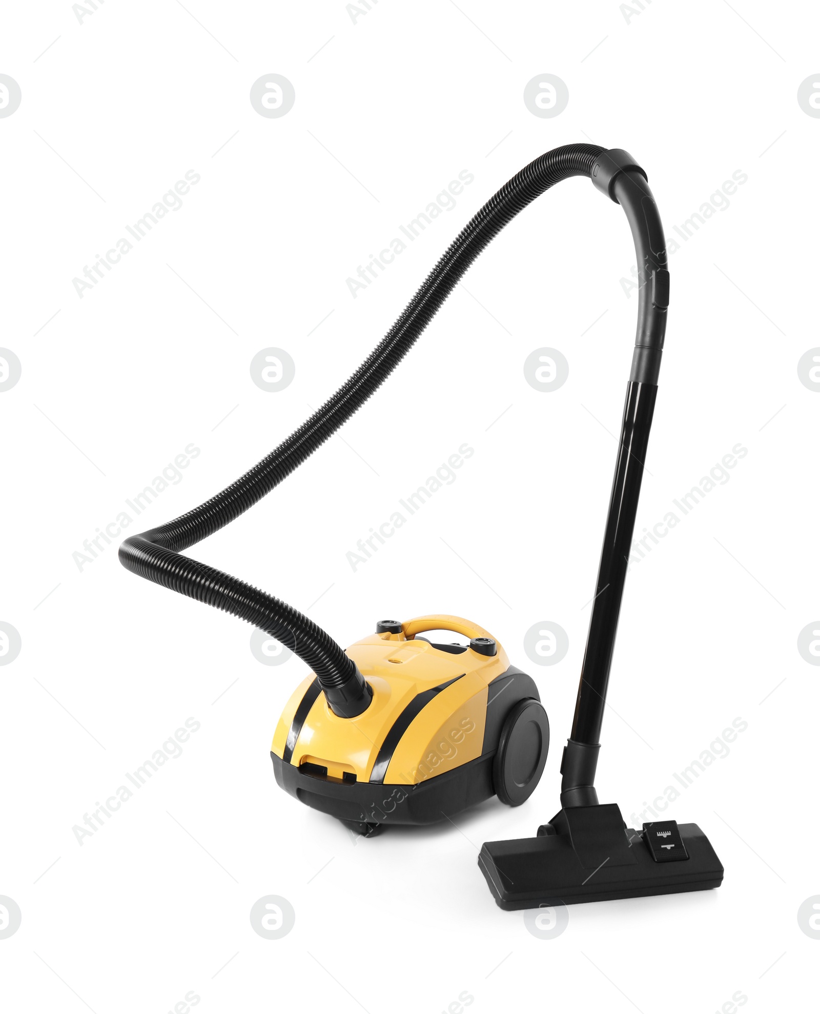 Photo of Modern yellow vacuum cleaner isolated on white