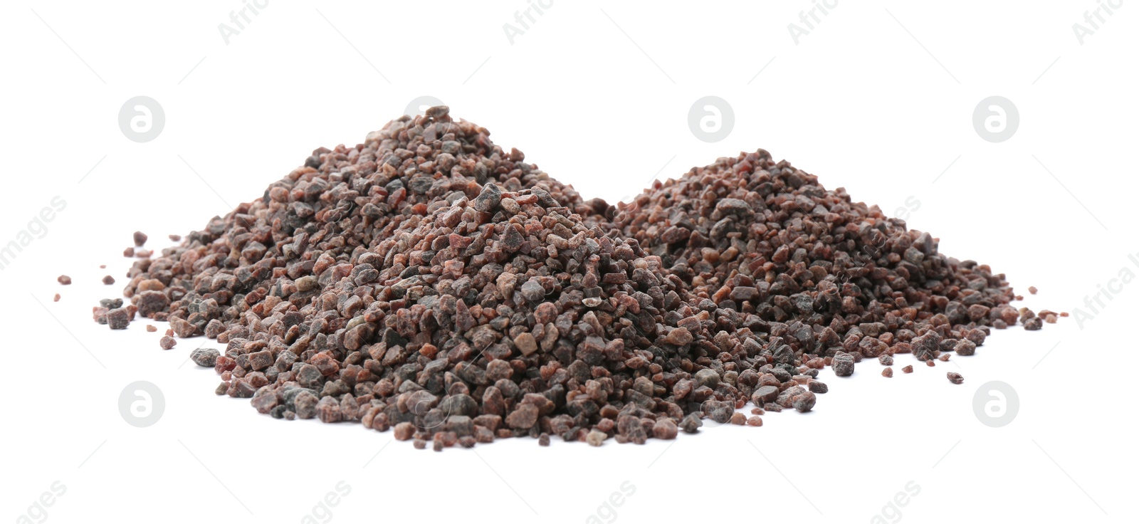 Photo of Pile of Himalayan black salt isolated on white