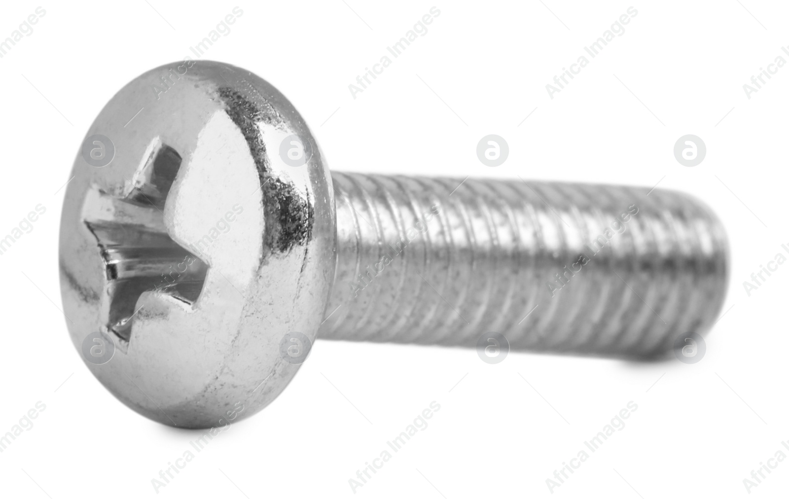 Photo of One metal machine screw bolt isolated on white