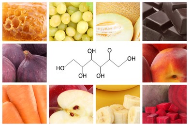 Image of Collage with photos of different products containing fructose 