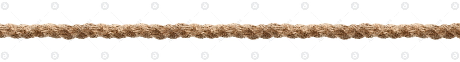 Image of Long durable hemp rope on white background