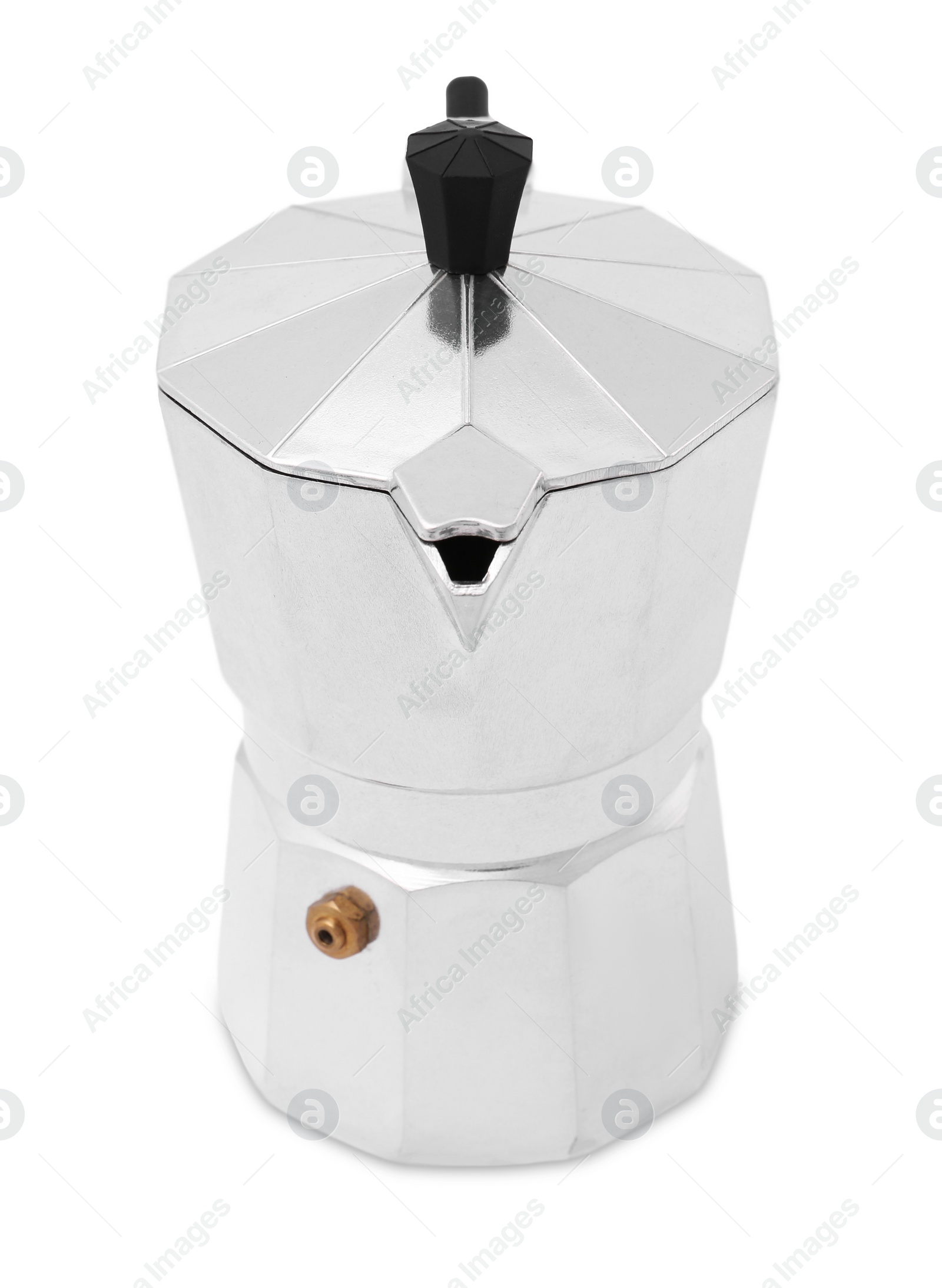 Photo of Moka pot isolated on white. Coffee maker