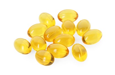 Vitamin capsules isolated on white. Health supplement