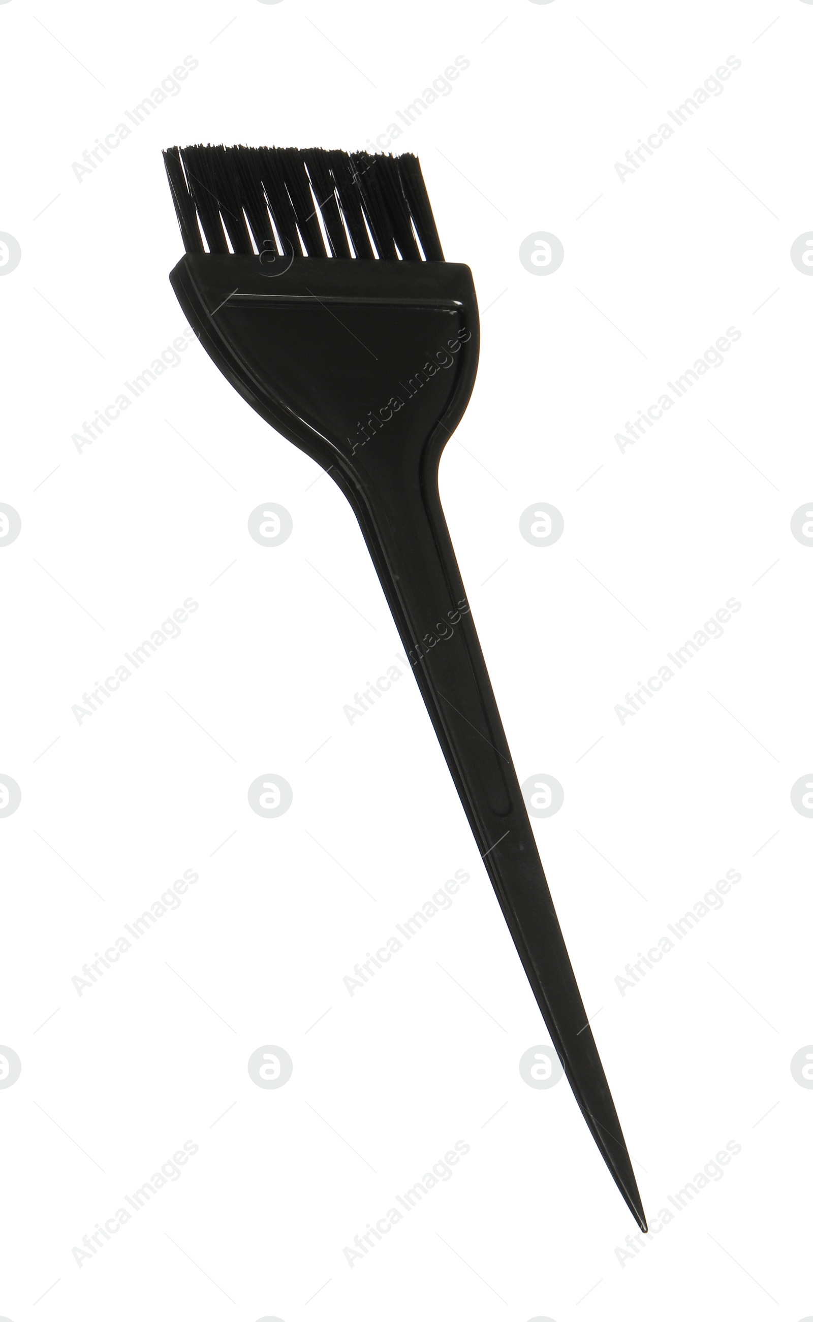 Photo of Hairdresser tool. Black hair dye brush isolated on white