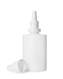 Plastic bottle with medicament on white background. Medical treatment
