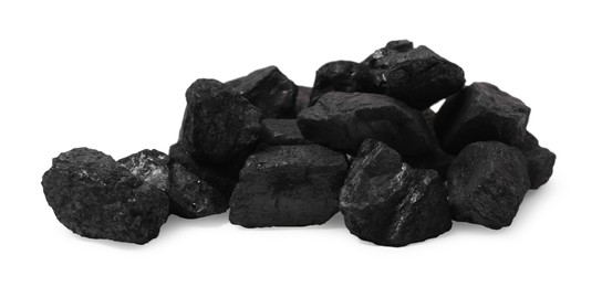 Photo of Pile of black coal isolated on white