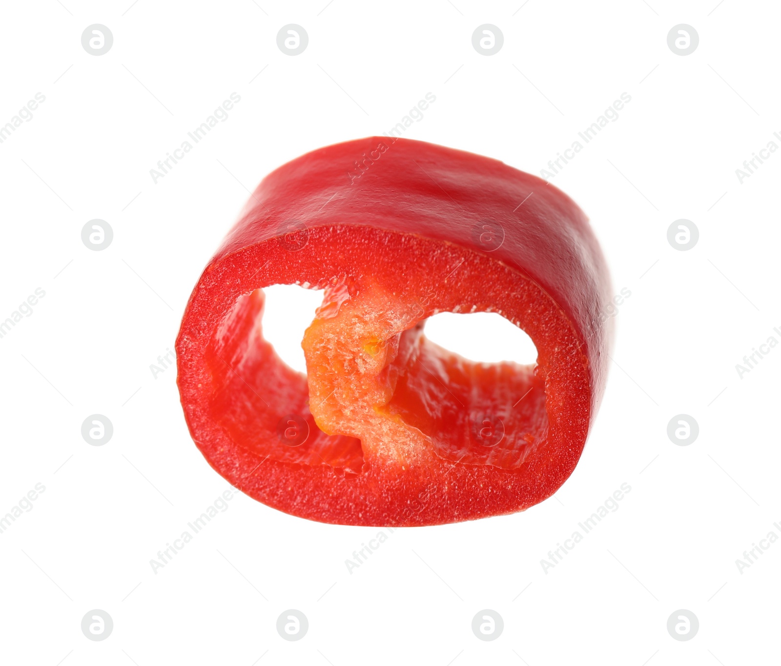 Photo of Piece of red hot chili pepper isolated on white