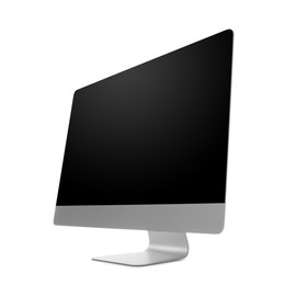 Photo of Modern computer with blank screen isolated on white