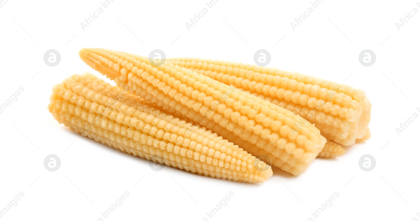 Photo of Fresh baby corn cobs on white background