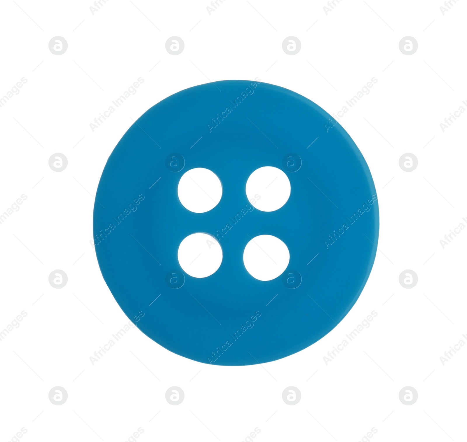 Photo of Blue plastic sewing button isolated on white