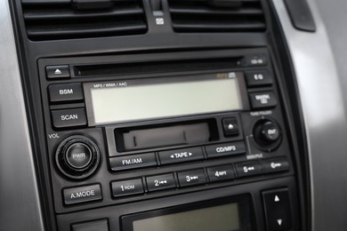 View of automotive head unit in car