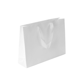 Paper shopping bag isolated on white. Mock up for design