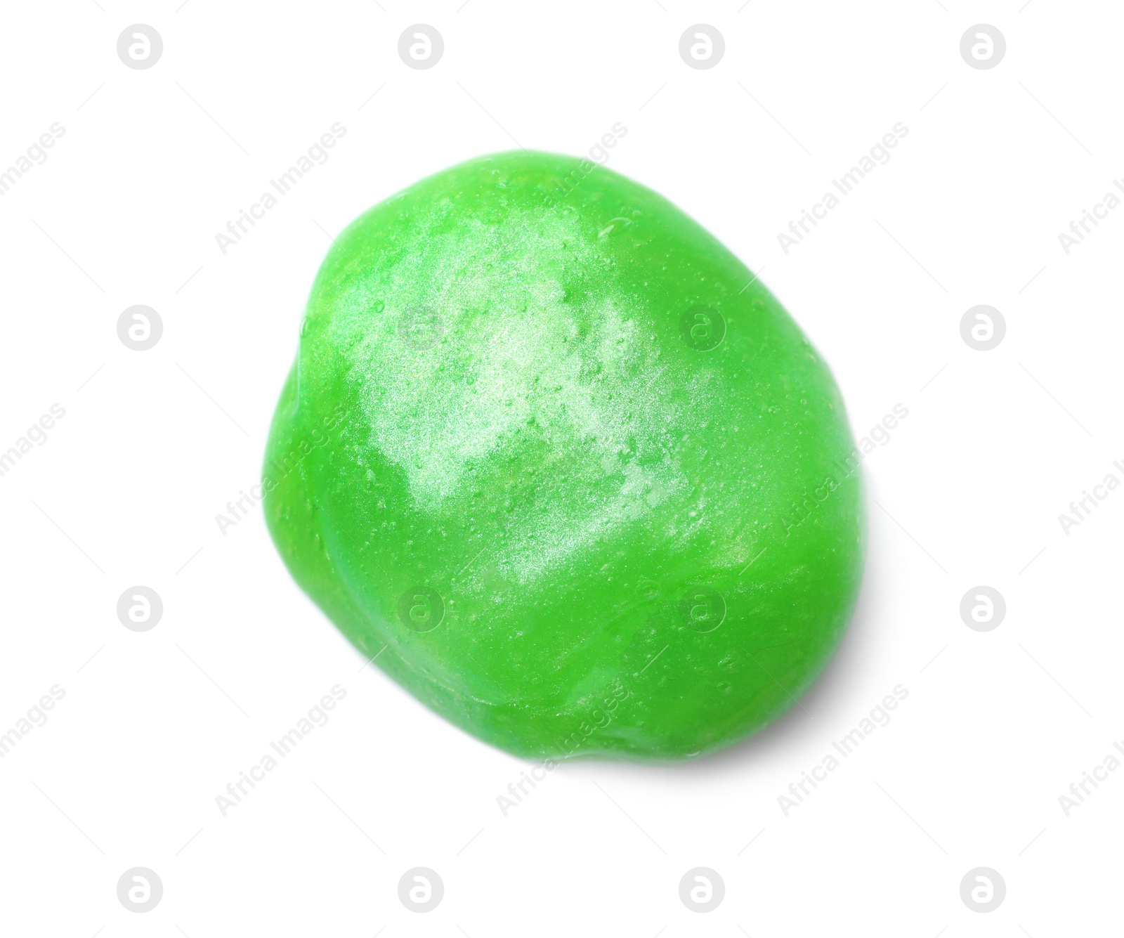 Photo of Green slime isolated on white, top view. Antistress toy