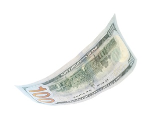 Photo of One dollar banknote on white background. National American currency