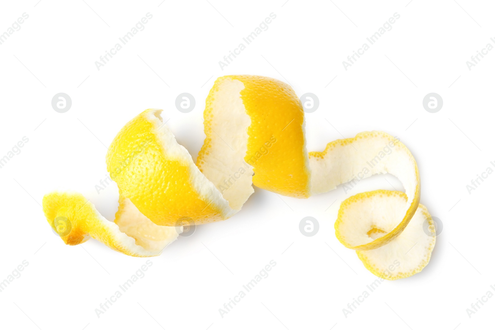 Photo of Peel of fresh ripe lemon on white background