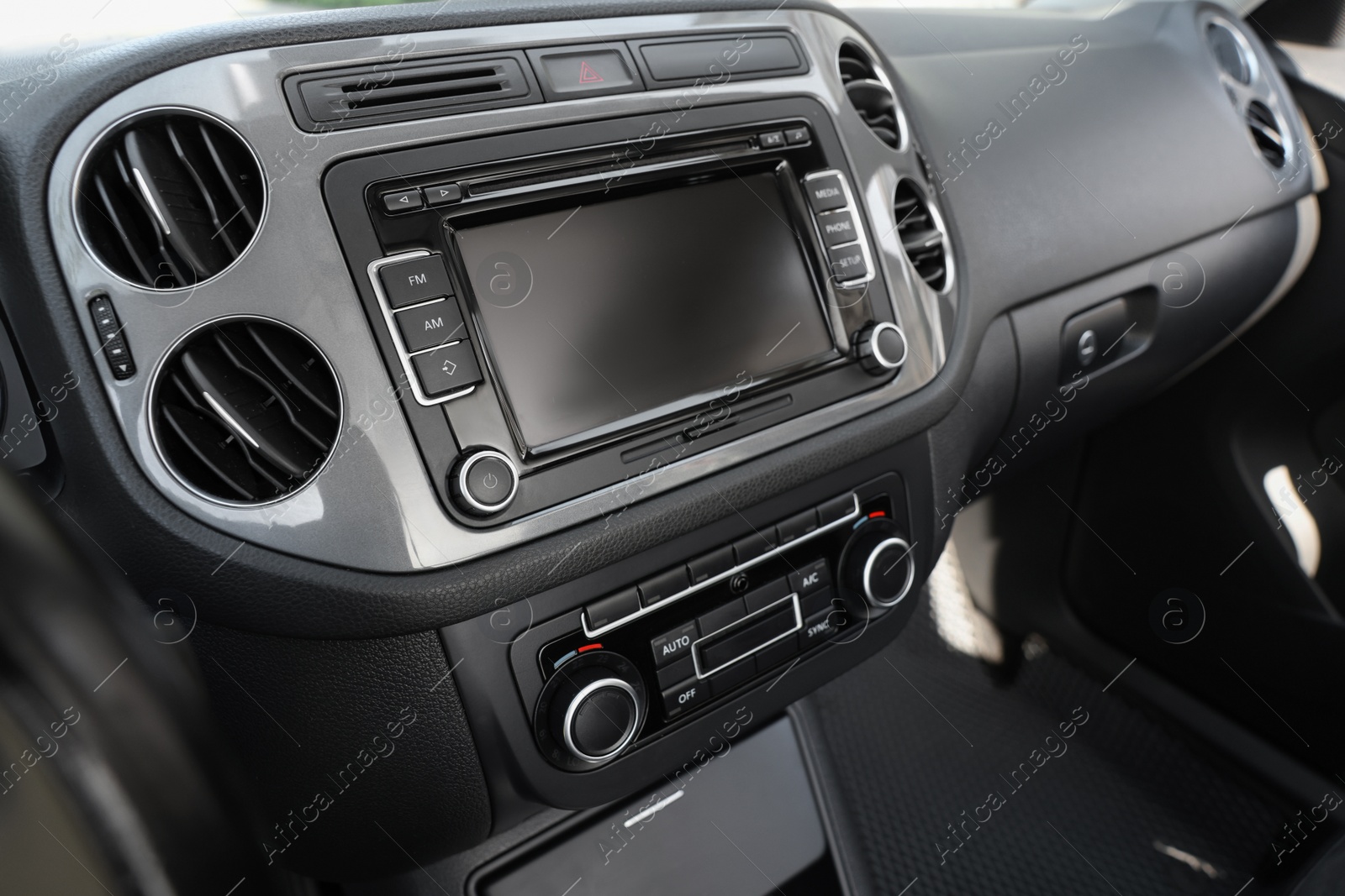 Photo of View of dashboard with vehicle audio in car