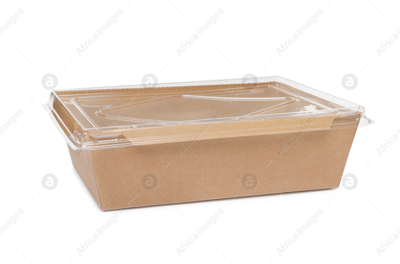 Photo of Empty paper container for food isolated on white
