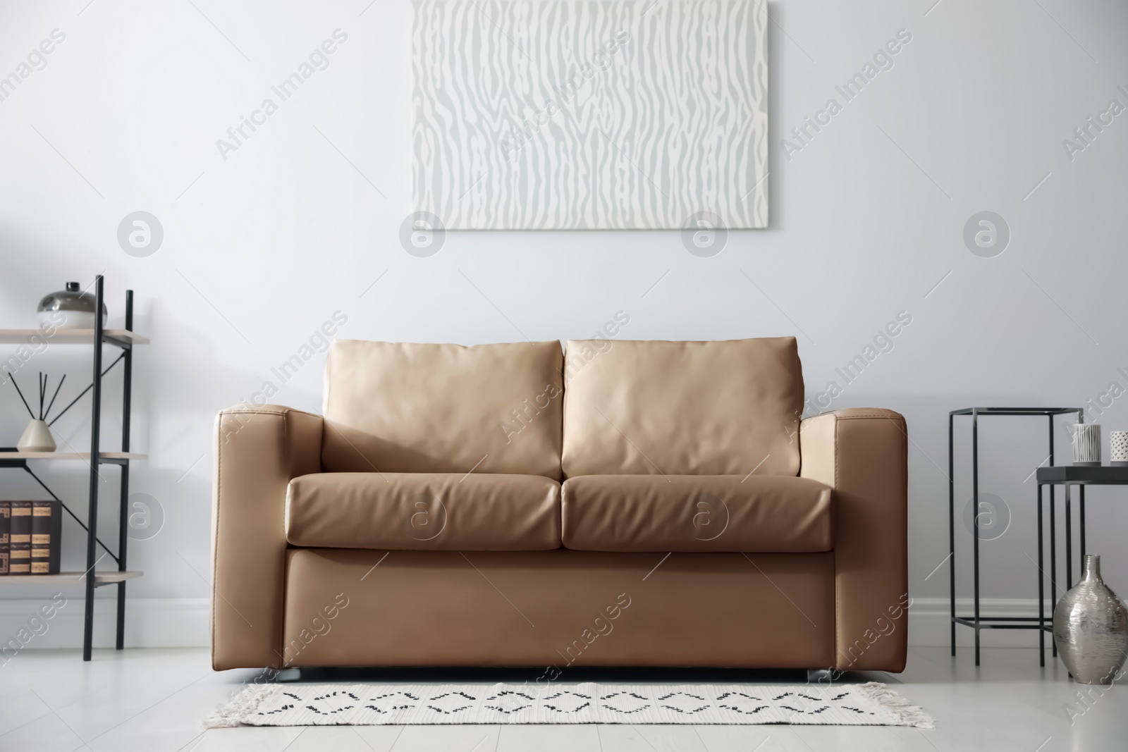 Photo of Modern living room interior with stylish leather sofa