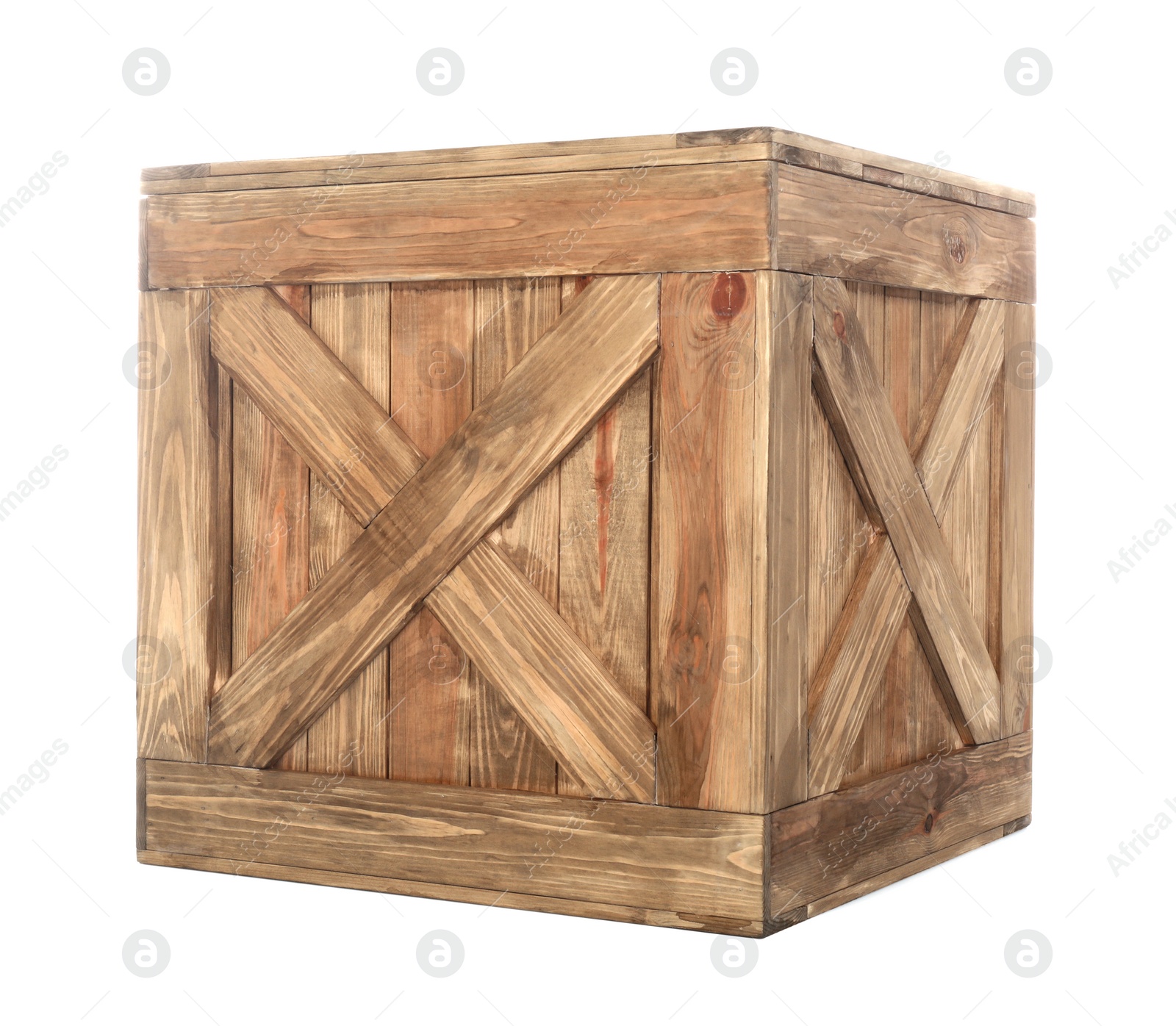 Photo of Old closed wooden crate isolated on white