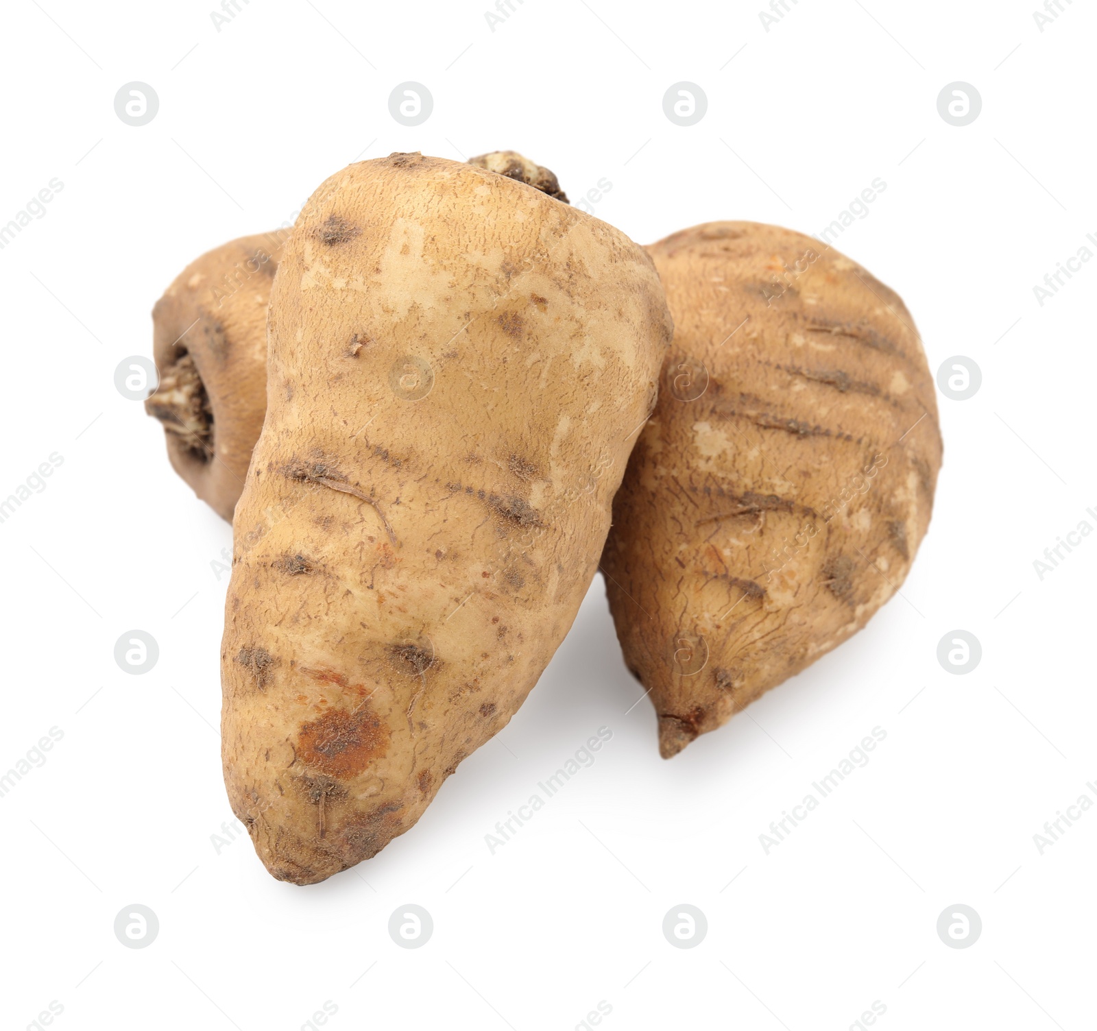 Photo of Tubers of turnip rooted chervil isolated on white