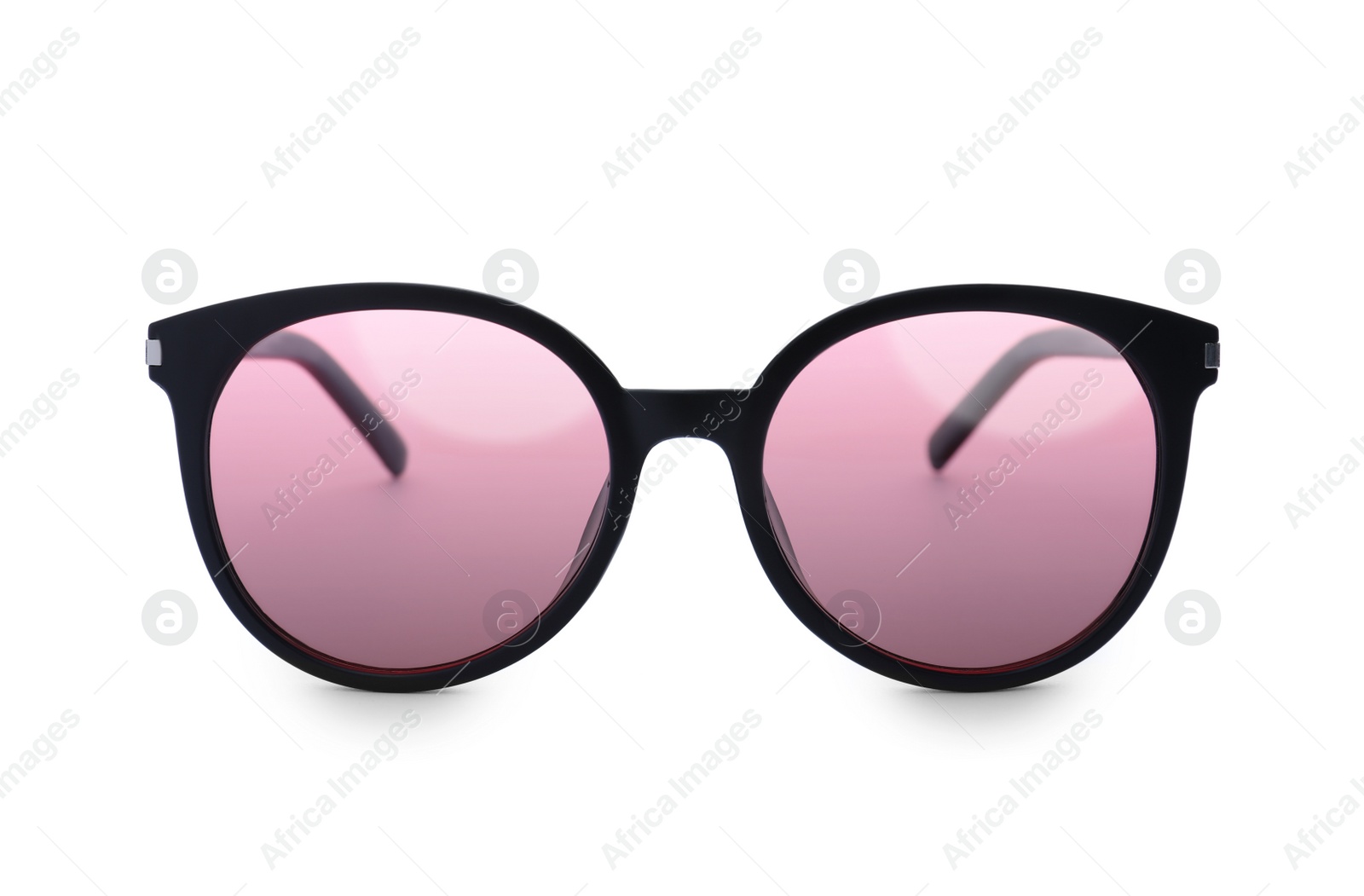 Photo of Stylish sunglasses on white background. Summer accessory