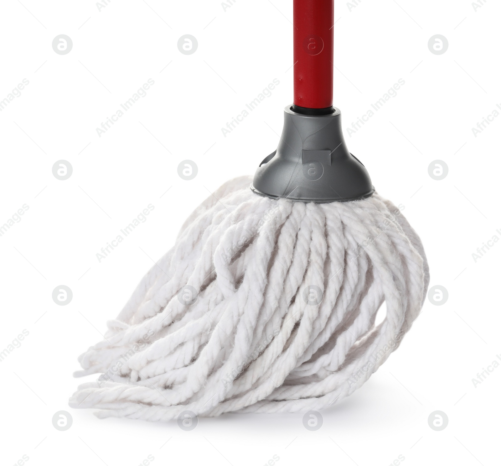 Photo of One string mop isolated on white. Cleaning tool