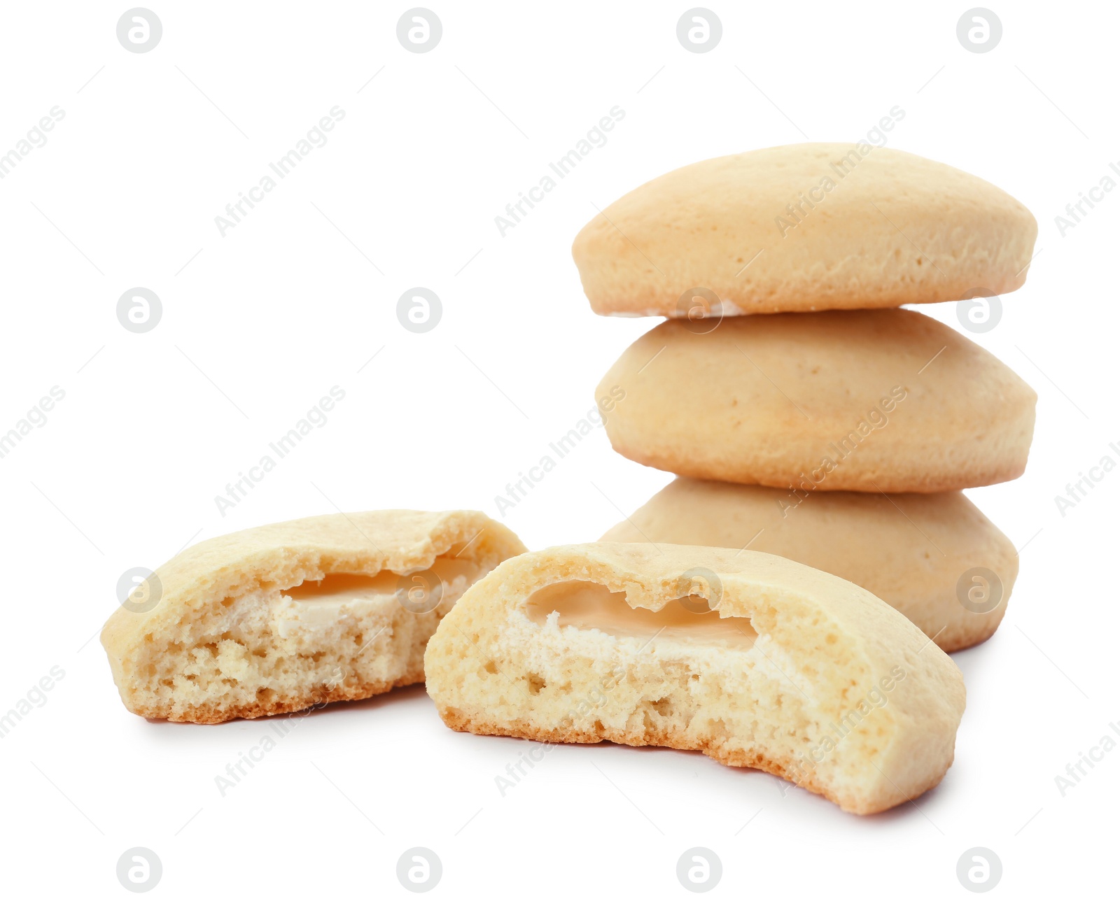 Photo of Tasty cookies for Islamic holidays isolated on white. Eid Mubarak