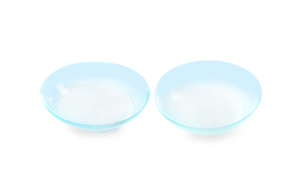 Contact lenses on white background