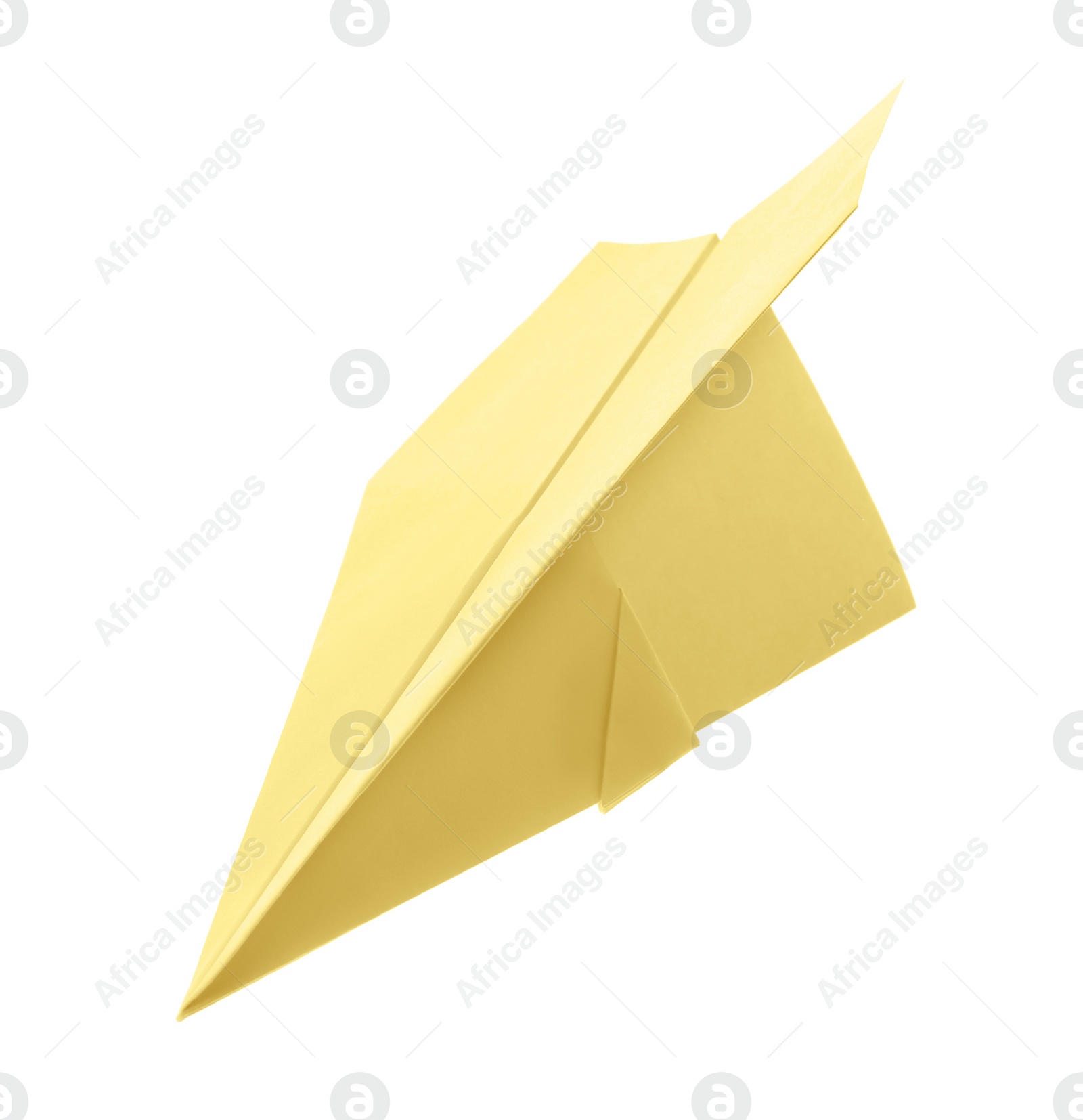 Photo of Handmade yellow paper plane isolated on white