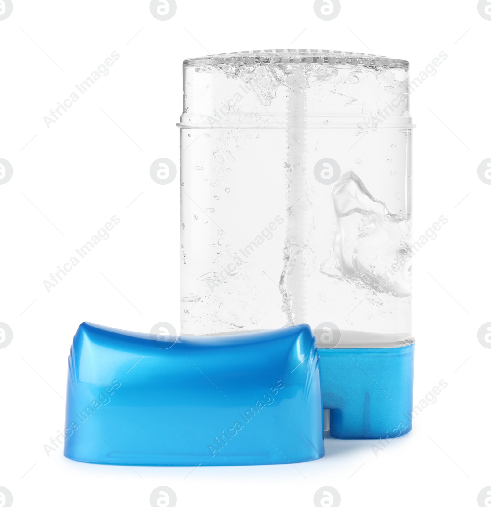 Photo of Blank plastic deodorant container on white background