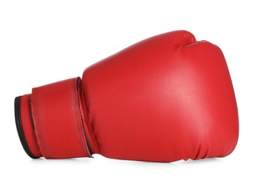 Photo of New red boxing glove isolated on white