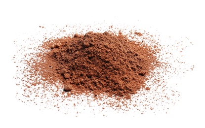 Cocoa powder on white background