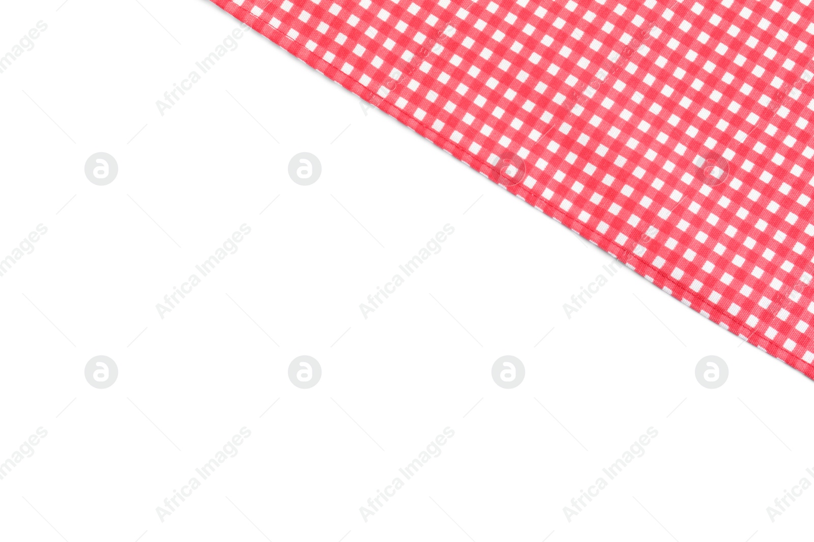 Photo of Classic red checkered tablecloth isolated on white, top view