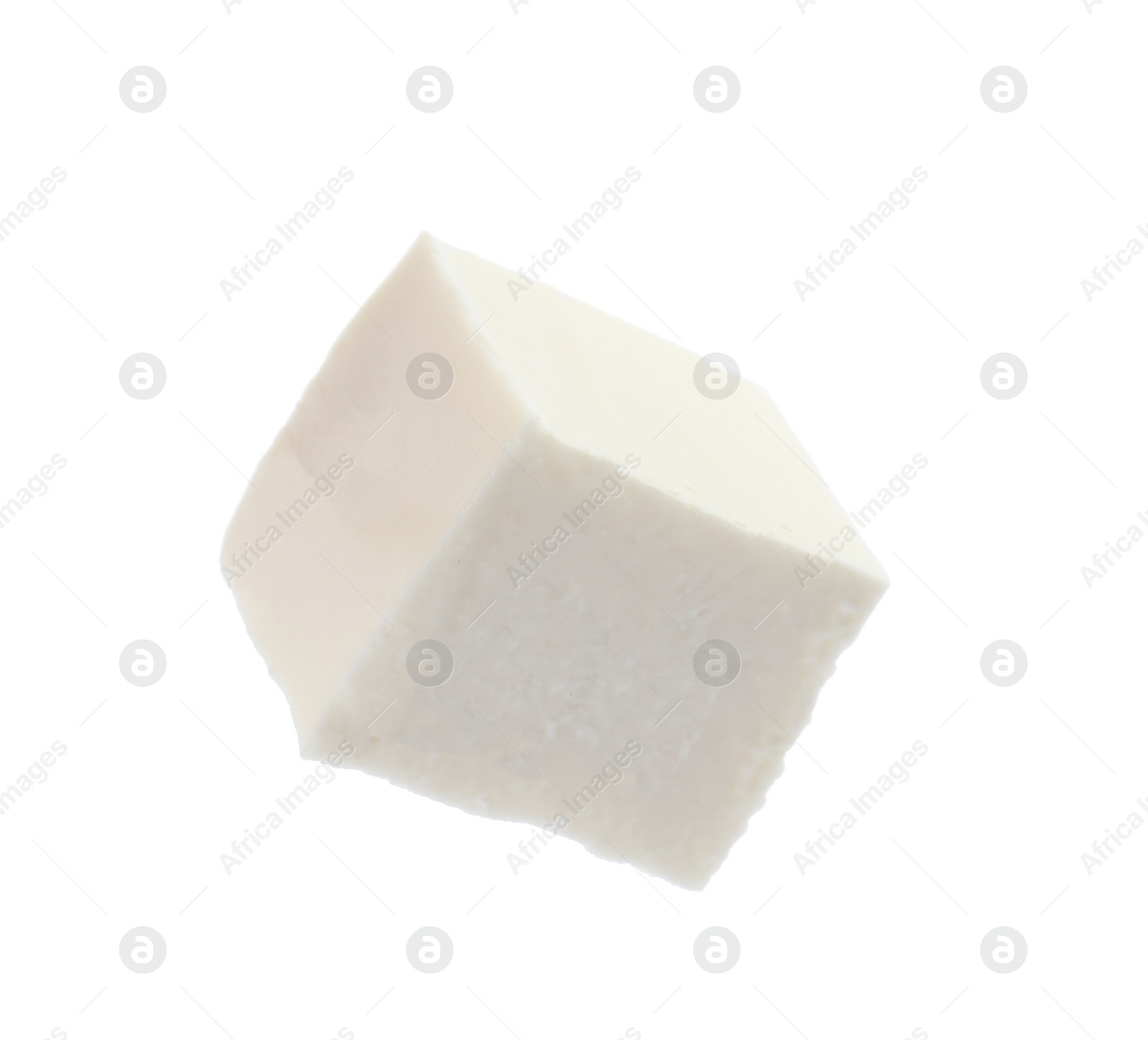 Photo of Piece of delicious feta cheese on white background