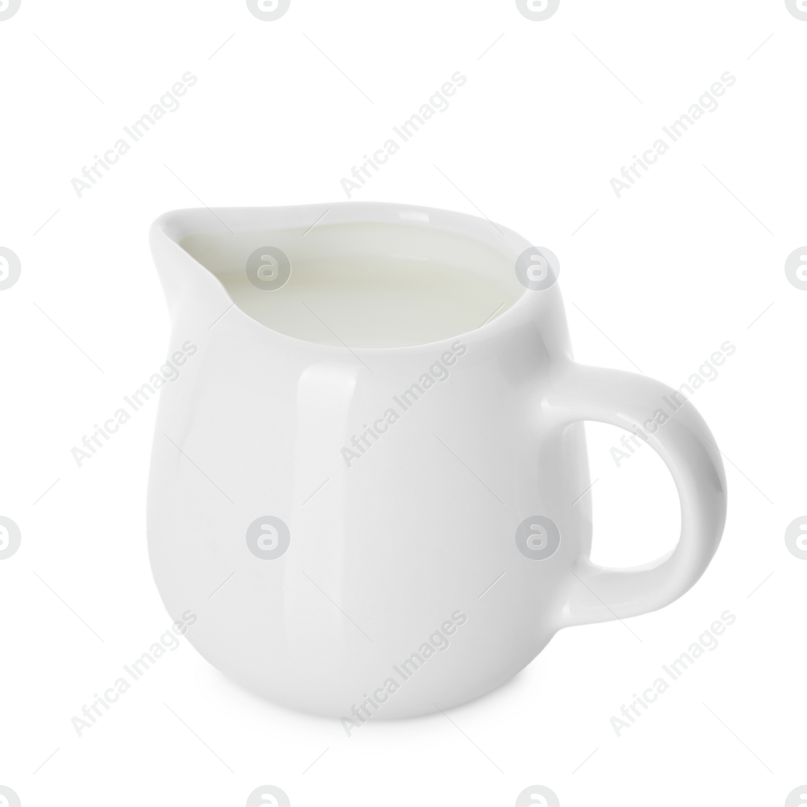 Photo of Jug of fresh milk isolated on white