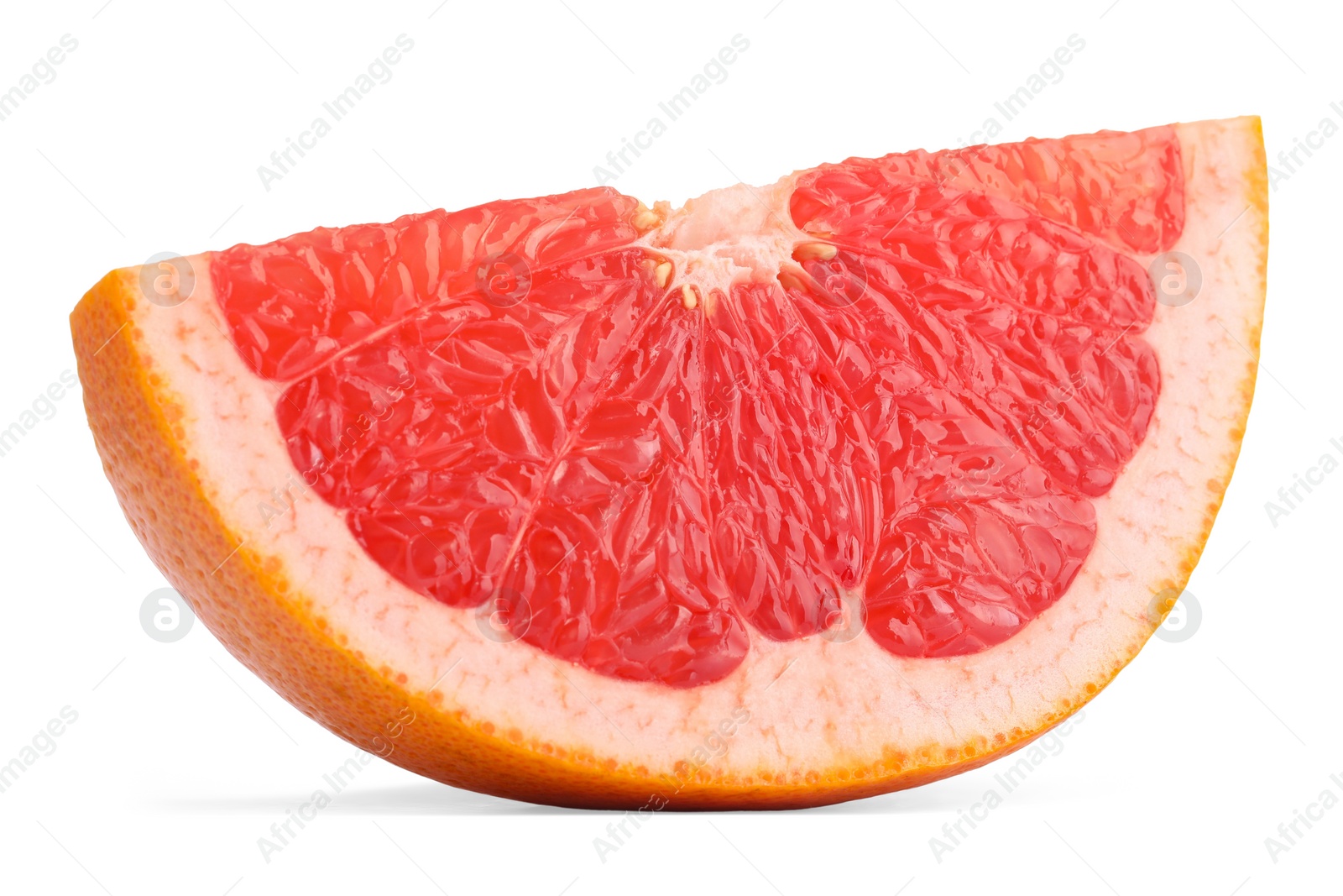 Photo of Cut ripe grapefruit isolated on white. Citrus fruit