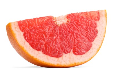 Cut ripe grapefruit isolated on white. Citrus fruit