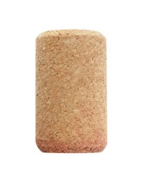 Photo of One wine bottle cork isolated on white, top view